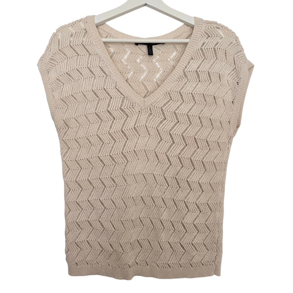 White House Black Market Ivory Chevron Knit Sweater